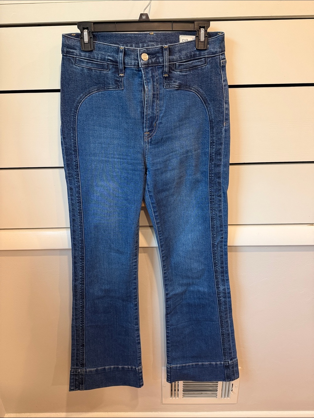 GAP Dark and Medium Blue Panel Flare Jeans